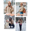 image:imageFlygo Winter Cropped Puffer Jacket Coats for Women 2026  Cute Short Warm Quilted Jackets Outerwear with Zip Pockets Long Sleeve Stand Collar Full Zip Loose Fit for Cold WeatherKhaki