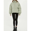 image:imageFlygo Winter Cropped Puffer Jacket Coats for Women 2026  Cute Short Warm Quilted Jackets Outerwear with Zip Pockets Long Sleeve Stand Collar Full Zip Loose Fit for Cold WeatherGreen