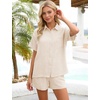 image:imageFlygo Women Casual 2 Piece Outfits Cotton Pajama Set Lounge Sets SleepwearApricot