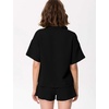 image:imageFlygo Women Casual 2 Piece Outfits Cotton Pajama Set Lounge Sets SleepwearBlack