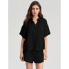 image:imageFlygo Women Casual 2 Piece Outfits Cotton Pajama Set Lounge Sets SleepwearBlack