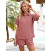 image:imageFlygo Women Casual 2 Piece Outfits Cotton Pajama Set Lounge Sets SleepwearCoral Pink