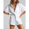 image:imageFlygo Women Casual 2 Piece Outfits Cotton Pajama Set Lounge Sets SleepwearWhite