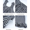 image:imageFlygo Womens Gingham Pajama Sets 2 Piece Summer Ruffle Short Pjs  Cotton Beach Clothes Square Neck Cami Tops Plaid Elastic Waist Shorts with Pockets Drawstring Daily Sleep Rest LoungewearBlack