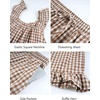 image:imageFlygo Womens Gingham Pajama Sets 2 Piece Summer Ruffle Short Pjs  Cotton Beach Clothes Square Neck Cami Tops Plaid Elastic Waist Shorts with Pockets Drawstring Daily Sleep Rest LoungewearBrown