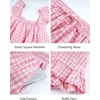 image:imageFlygo Womens Gingham Pajama Sets 2 Piece Summer Ruffle Short Pjs  Cotton Beach Clothes Square Neck Cami Tops Plaid Elastic Waist Shorts with Pockets Drawstring Daily Sleep Rest LoungewearPink