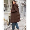 image:imageFlygo Womens Long Hooded Puffer Coat Thickened Winter Down Parka JacketCocoa Brown