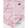 image:imageFlygo Womens Striped 2 Piece Pajama Sets Ruffle Cotton Sleepwear  Long Sleeve Button Down V Neck Notch Collar Straight Leg Elastic Waist with Drawstring Pockets Cute Y2K Pjs Lounge SetsPink
