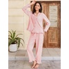 image:imageFlygo Womens Striped 2 Piece Pajama Sets Ruffle Cotton Sleepwear  Long Sleeve Button Down V Neck Notch Collar Straight Leg Elastic Waist with Drawstring Pockets Cute Y2K Pjs Lounge SetsOrangered