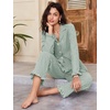 image:imageFlygo Womens Striped 2 Piece Pajama Sets Ruffle Cotton Sleepwear  Long Sleeve Button Down V Neck Notch Collar Straight Leg Elastic Waist with Drawstring Pockets Cute Y2K Pjs Lounge SetsDarkgreen