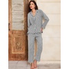 image:imageFlygo Womens Striped 2 Piece Pajama Sets Ruffle Cotton Sleepwear  Long Sleeve Button Down V Neck Notch Collar Straight Leg Elastic Waist with Drawstring Pockets Cute Y2K Pjs Lounge SetsBlack