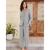 image:imageFlygo Womens Striped 2 Piece Pajama Sets Ruffle Cotton Sleepwear  Long Sleeve Button Down V Neck Notch Collar Straight Leg Elastic Waist with Drawstring Pockets Cute Y2K Pjs Lounge SetsBlack