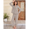 image:imageFlygo Womens Striped 2 Piece Pajama Sets Ruffle Cotton Sleepwear  Long Sleeve Button Down V Neck Notch Collar Straight Leg Elastic Waist with Drawstring Pockets Cute Y2K Pjs Lounge SetsCoffee