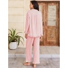 image:imageFlygo Womens Striped 2 Piece Pajama Sets Ruffle Cotton Sleepwear  Long Sleeve Button Down V Neck Notch Collar Straight Leg Elastic Waist with Drawstring Pockets Cute Y2K Pjs Lounge SetsOrangered