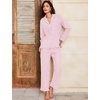 image:imageFlygo Womens Striped 2 Piece Pajama Sets Ruffle Cotton Sleepwear  Long Sleeve Button Down V Neck Notch Collar Straight Leg Elastic Waist with Drawstring Pockets Cute Y2K Pjs Lounge SetsPink