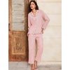 image:imageFlygo Womens Striped 2 Piece Pajama Sets Ruffle Cotton Sleepwear  Long Sleeve Button Down V Neck Notch Collar Straight Leg Elastic Waist with Drawstring Pockets Cute Y2K Pjs Lounge SetsOrangered