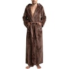image:imageFlygo Mens Sherpa Lined Flannel Long Bathrobe Sleepwear with HoodieCoffee