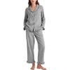 image:imageFlygo Womens Striped 2 Piece Pajama Sets Ruffle Cotton Sleepwear  Long Sleeve Button Down V Neck Notch Collar Straight Leg Elastic Waist with Drawstring Pockets Cute Y2K Pjs Lounge SetsBlack