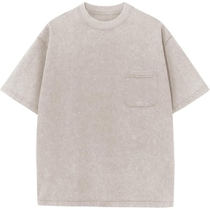 image:imageFlygo Boys Oversized Tshirt Acid Wash Vintage Cotton Crewneck 514Y  Acid Wash Cotton Tops Classic Crewneck Front Chest Pocket Vintage Texture Loose Short Sleeve Unisex Kids Casual TeesBeige