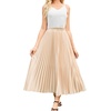 image:imageFlygo Womens Elastic High Waist Flowy Pleated Midi Skirt  Lightweight Chiffon Fabric Stretch Smocked High Waist Flowy Pleated Silhouette Elegant Midi Length for Office Daily WearChampagne