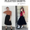 image:imageFlygo Womens Elastic High Waist Flowy Pleated Midi Skirt  Lightweight Chiffon Fabric Stretch Smocked High Waist Flowy Pleated Silhouette Elegant Midi Length for Office Daily WearBlack