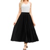 image:imageFlygo Womens Elastic High Waist Flowy Pleated Midi Skirt  Lightweight Chiffon Fabric Stretch Smocked High Waist Flowy Pleated Silhouette Elegant Midi Length for Office Daily WearBlack