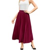 image:imageFlygo Womens Elastic High Waist Flowy Pleated Midi Skirt  Lightweight Chiffon Fabric Stretch Smocked High Waist Flowy Pleated Silhouette Elegant Midi Length for Office Daily WearWine