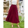 image:imageFlygo Womens Elastic High Waist Flowy Pleated Midi Skirt  Lightweight Chiffon Fabric Stretch Smocked High Waist Flowy Pleated Silhouette Elegant Midi Length for Office Daily WearWine