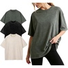 image:imageFlygo Oversized Tshirts for Women Vintage Cotton Crewneck Short Sleeve  Casual Summer Shirts for Women Basic Loose Fit Tees Soft Breathable Cotton Workout Tops Easy Match Daily OutfitsBlackbeigearmygreen