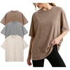 image:imageFlygo Oversized Tshirts for Women Vintage Cotton Crewneck Short Sleeve  Casual Summer Shirts for Women Basic Loose Fit Tees Soft Breathable Cotton Workout Tops Easy Match Daily OutfitsKhakigreybeige