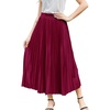 image:imageFlygo Womens Elastic High Waist Flowy Pleated Midi Skirt  Lightweight Chiffon Fabric Stretch Smocked High Waist Flowy Pleated Silhouette Elegant Midi Length for Office Daily WearWine