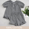 image:imageFlygo Girls Cotton Gingham Sets Cute Summer Outfits Shorts Set 514 YearsBlack