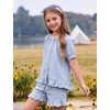 image:imageFlygo Girls Cotton Gingham Sets Cute Summer Outfits Shorts Set 514 YearsBlue