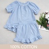 image:imageFlygo Girls Cotton Gingham Sets Cute Summer Outfits Shorts Set 514 YearsBlue