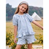 image:imageFlygo Girls Cotton Gingham Sets Cute Summer Outfits Shorts Set 514 YearsBlue
