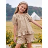 image:imageFlygo Girls Cotton Gingham Sets Cute Summer Outfits Shorts Set 514 YearsBrown