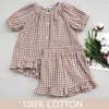 image:imageFlygo Girls Cotton Gingham Sets Cute Summer Outfits Shorts Set 514 YearsBrown