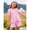 image:imageFlygo Girls Cotton Gingham Sets Cute Summer Outfits Shorts Set 514 YearsPink