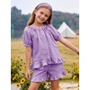 image:imageFlygo Girls Cotton Gingham Sets Cute Summer Outfits Shorts Set 514 YearsPurple