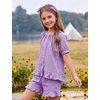 image:imageFlygo Girls Cotton Gingham Sets Cute Summer Outfits Shorts Set 514 YearsPurple