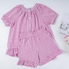 image:imageFlygo Girls Cotton Gingham Sets Cute Summer Outfits Shorts Set 514 YearsRose Red