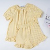 image:imageFlygo Girls Cotton Gingham Sets Cute Summer Outfits Shorts Set 514 YearsYellow