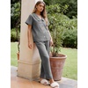 image:imageFlygo Womens Gingham Cotton Pajamas Set Babydoll Pj Pants Lounge SetsBlack