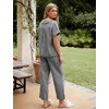 image:imageFlygo Womens Gingham Cotton Pajamas Set Babydoll Pj Pants Lounge SetsBlack