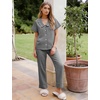 image:imageFlygo Womens Gingham Cotton Pajamas Set Babydoll Pj Pants Lounge SetsBlack