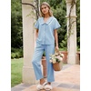 image:imageFlygo Womens Gingham Cotton Pajamas Set Babydoll Pj Pants Lounge SetsBlue
