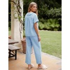 image:imageFlygo Womens Gingham Cotton Pajamas Set Babydoll Pj Pants Lounge SetsBlue