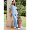 image:imageFlygo Womens Gingham Cotton Pajamas Set Babydoll Pj Pants Lounge SetsBlue