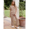 image:imageFlygo Womens Gingham Cotton Pajamas Set Babydoll Pj Pants Lounge SetsBrown