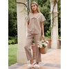 image:imageFlygo Womens Gingham Cotton Pajamas Set Babydoll Pj Pants Lounge SetsBrown